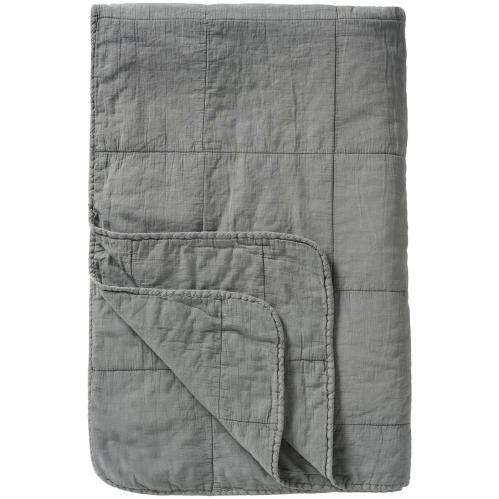 Overkast/pledd - Blågrå - Quiltet - 180 x 130 cm - www.frokenfraken.se