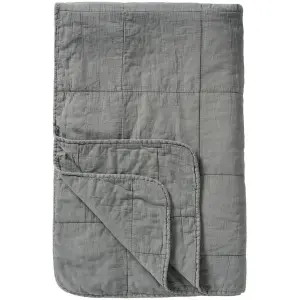 Overkast/pledd - Blågrå - Quiltet - 180 x 130 cm - www.frokenfraken.se