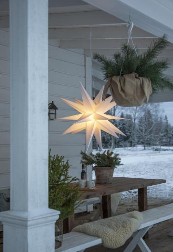 Julstjerne - Frozen Vit - inkludert svart tekstilledning - 100 cm - www.frokenfraken.se