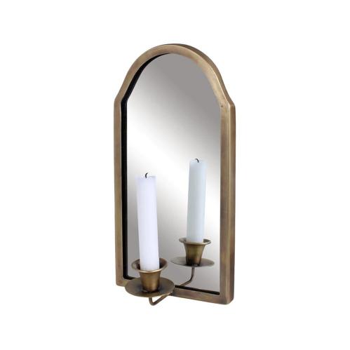 Vegglampe med speil - Antikk messing - B15 x H30 cm - www.frokenfraken.se