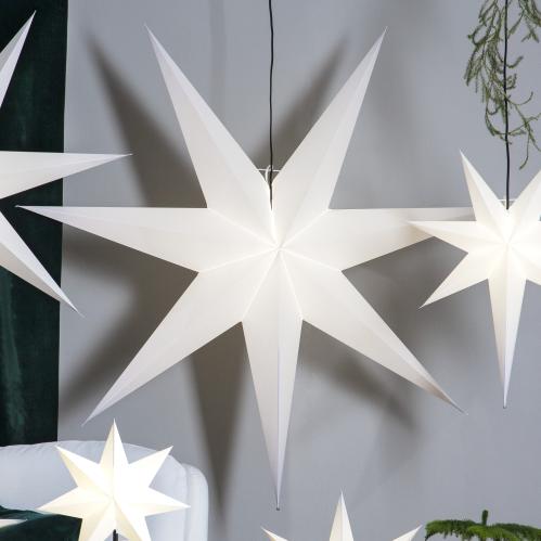 Julstjerne - Frozen Hvit - inkludert svart tekstilledning - 70 cm - www.frokenfraken.se