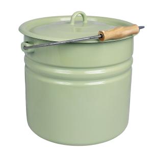 Hink med lokk - Emalje - 12L - Grønn - Ø28,5 x 27 cm - www.frokenfraken.se