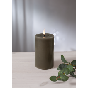 Batterilys - LED Blokklys Flamme Flow - Maul - 15 x Ø7,5 cm - Timer - www.frokenfraken.se