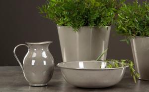 Vask og Kanne - Emalje Sand - Dekor - Ø30 cm - www.frokenfraken.se