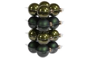 Julkule - Glass - Mørkegrønn - 8 cm - 16-pakning - www.frokenfraken.se