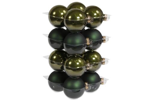 Julkule - Glass - Mørkegrønn - 8 cm - 16-pakning - www.frokenfraken.se