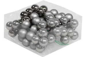 Julekuler på ståltråd - Glass - Titan - 3 cm - 72-pakning - www.frokenfraken.se