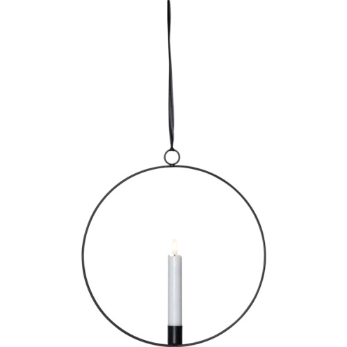Hengende lysring - Svart - Batteridrevet flamme - Ø28 cm - www.frokenfraken.se