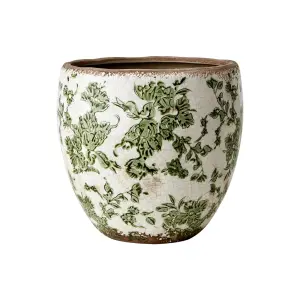 Krukke M - Grønn mønstret - Ø9/17 x 17 cm - www.frokenfraken.se