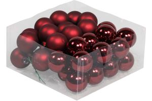 Julekuler på ståltråd - Glass - Rød - 3 cm - 72-pakning - www.frokenfraken.se