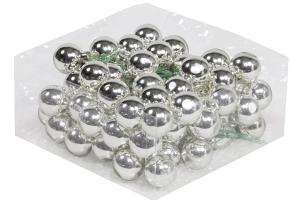 Julekuler på ståltråd - Glass - Sølv - 3 cm - 72-pakning - www.frokenfraken.se