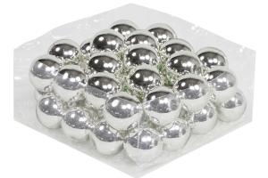 Julekuler på ståltråd - Glass - Sølv - 4 cm - 36-pakning - www.frokenfraken.se