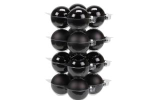 Julkule - Glass - Svart - 8 cm - 16-pakning - www.frokenfraken.se