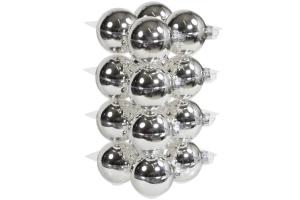 Julkule - Glass - Sølv - 8 cm - 16-pakning - www.frokenfraken.se