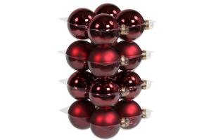 Julkule - Glass - Mørk rød - 8 cm - 16-pakning - www.frokenfraken.se