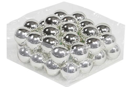 Julekuler på ståltråd - Glass - Sølv - 4 cm - 36-pakning - www.frokenfraken.se