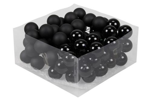 Julekule på ståltråd - Glass - Svart - 3 cm - 72-pakning - www.frokenfraken.se