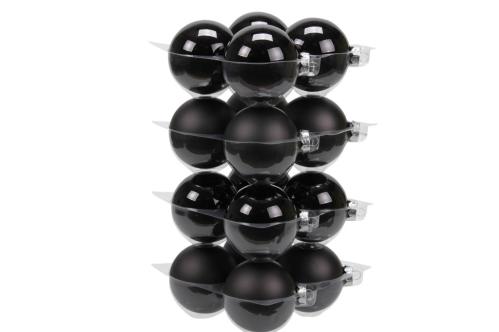 Julkule - Glass - Svart - 8 cm - 16-pakning - www.frokenfraken.se