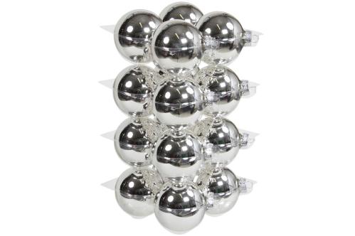 Julkule - Glass - Sølv - 8 cm - 16-pakning - www.frokenfraken.se