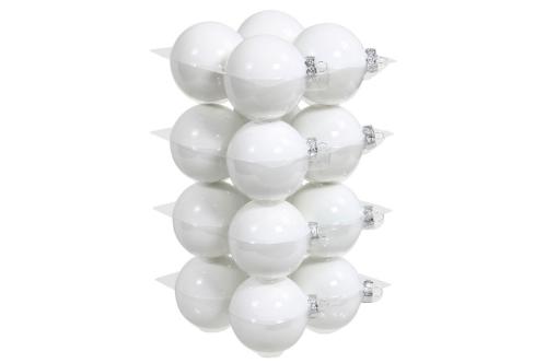 Julkule - Glass - Hvit - 8 cm - 16-pakning - www.frokenfraken.se