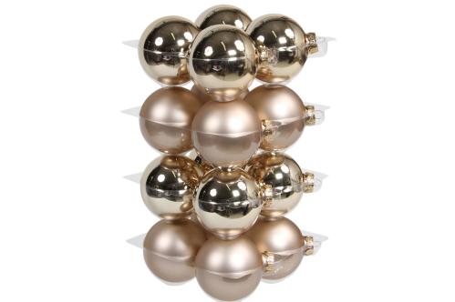 Julkule - Glass - Champagne - 8 cm - 16-pakning - www.frokenfraken.se