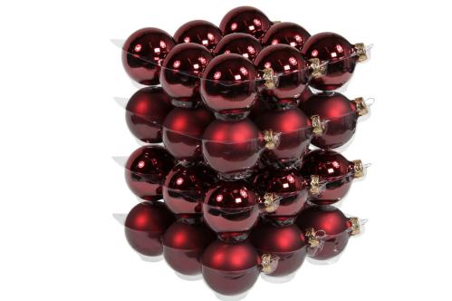 Julkule - Glass - Mørkerød - 6 cm - 36-pakning - www.frokenfraken.se