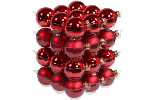 Julekule - Glass - Rød - 6 cm - 36-pakning - www.frokenfraken.se