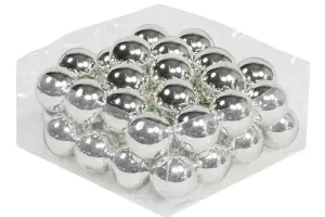 Julekuler på ståltråd - Glass - Sølv - 4 cm - 30-pakning - www.frokenfraken.se
