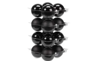 Julkule - Glass - Svart - 8 cm - 16-pakning - www.frokenfraken.se