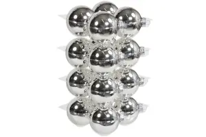 Julkule - Glass - Sølv - 8 cm - 16-pakning - www.frokenfraken.se