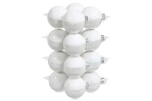 Julkule - Glass - Hvit - 8 cm - 16-pakning - www.frokenfraken.se
