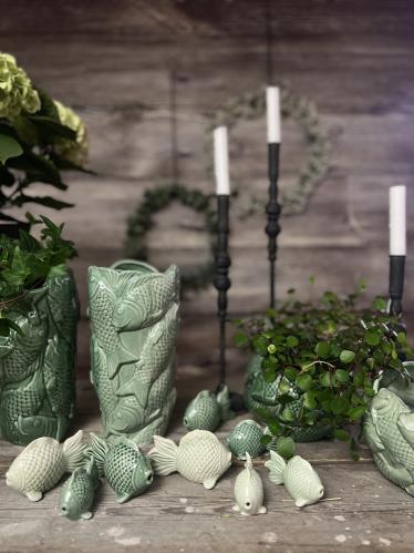 Krukke/Vase - Fisk - Lys grønn - 27 cm - www.frokenfraken.se