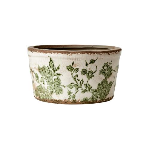 Krukke S - Grønn mønstret - Ø14/17 x 9 cm - www.frokenfraken.se