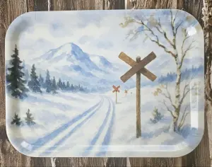 Brett – Skispor med løypekryss – 27 x 20 cm - www.frokenfraken.se