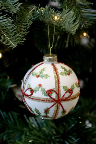 Julekule – Sløyfe – Krem – Ø8 cm - www.frokenfraken.se