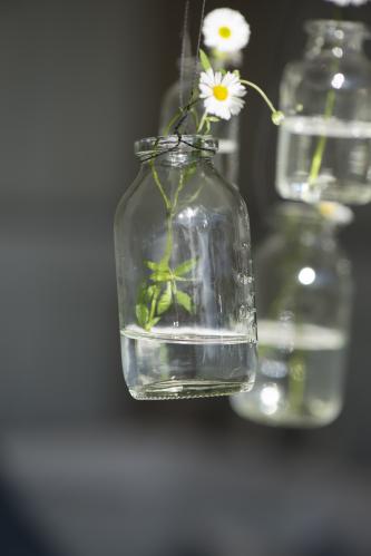 Glassflaske - Vase i tråd eller Lysestake - 8 cm - www.frokenfraken.se