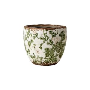Krukke XS - Grønn mønstret - Ø7/12 x 11 cm - www.frokenfraken.se