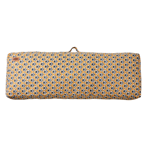 Ryggpute til palle - Sennepsgul/grå/hvit - 117 x 40 cm - www.frokenfraken.se