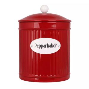 Plåtburk - Pepparkakor - Rød - Ø14,5 x 20 cm - www.frokenfraken.se