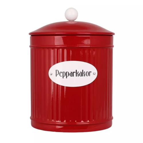 Plåtburk - Pepparkakor - Rød - Ø14,5 x 20 cm - www.frokenfraken.se