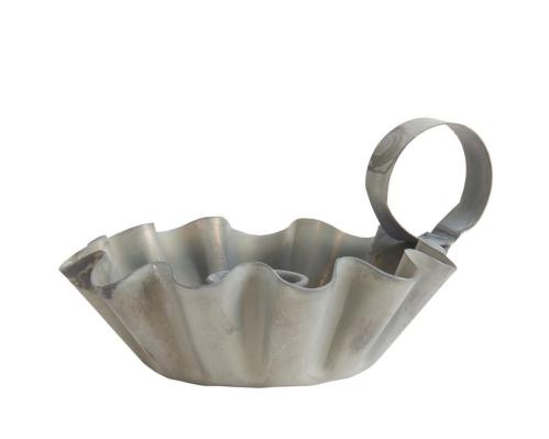 Lysestake - Bølgete kantform - Sink - For vanlige lys - Ø10 x 6,4 cm - www.frokenfraken.se