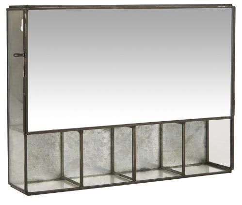 Vegghengt skap med speilfront og 5 hyller - 30,8 X 6 X 23 CM - www.frokenfraken.se