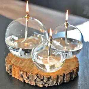 Oljelampe - Glass - Rund Boll - Sølv - Ø13 cm - www.frokenfraken.se