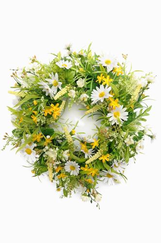 Krans - Hvit & Gul Sommer - 35 cm - www.frokenfraken.se