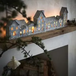 Lyslykt - Hus - Grå/Hvit - 68 cm - www.frokenfraken.se