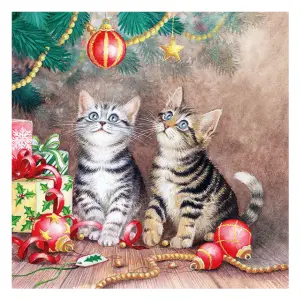 Serviett - Jul - Katter - 33 x 33 cm - www.frokenfraken.se