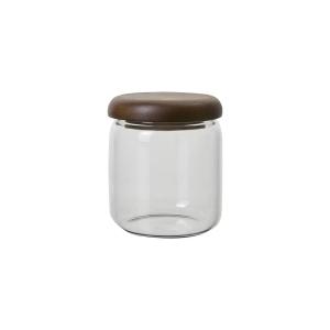 Burk med lokk - Klarglass/Brunt tre - Ø8 x 10 cm - www.frokenfraken.se