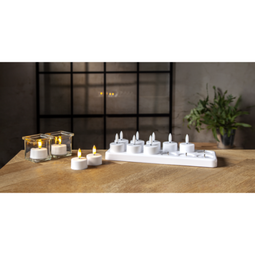 Batterilys - 12 stk oppladbare LED-varmelys - 4 x 5 cm - www.frokenfraken.se