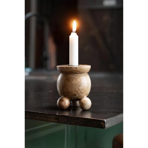 Lysstake med kullføtter Kulljusstake - Tre - Natur - 10 x 11 cm - www.frokenfraken.se