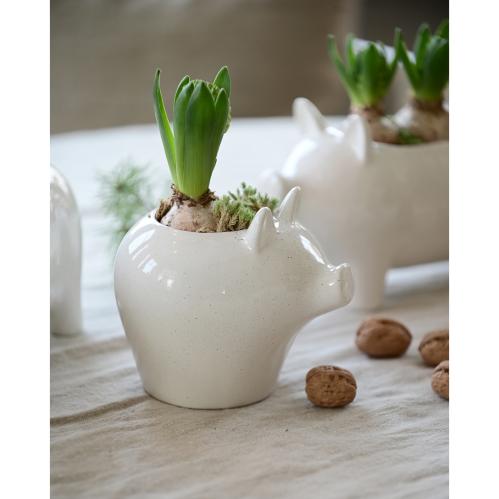 Krukke - Gris - Hvit - 17 x 14 x 15 cm - www.frokenfraken.se